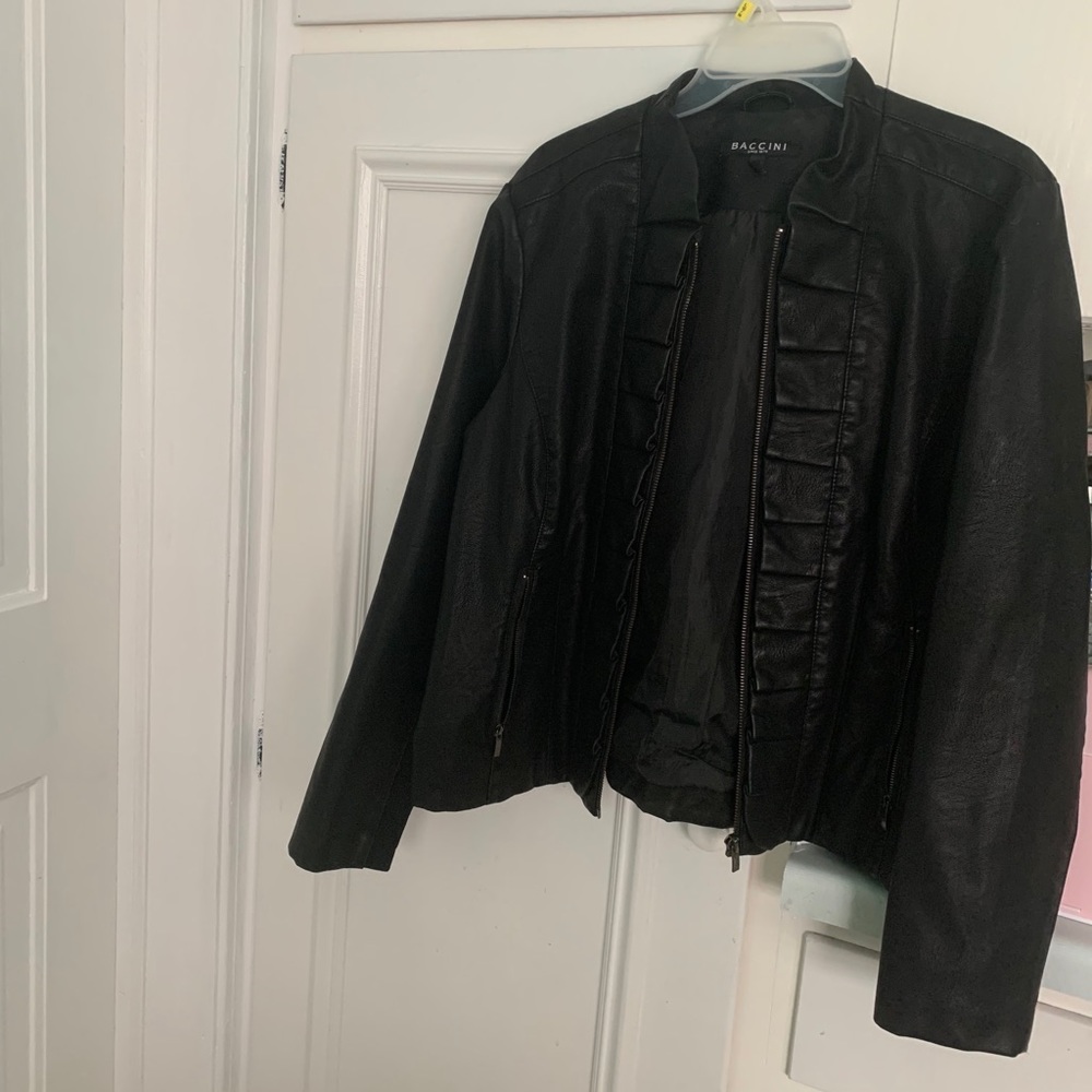 Baccini black faux leather jacket